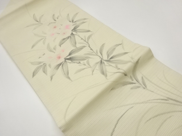 JAPANESE KIMONO / ROSE HAND-PAINTED FLORAL PATTERN NAGOYA OBI